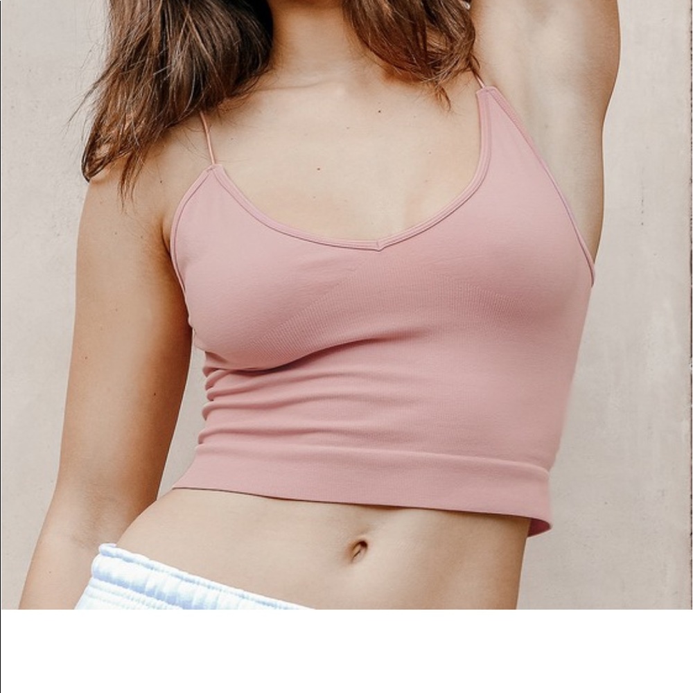 Free People Light Pink Ribbed Brami